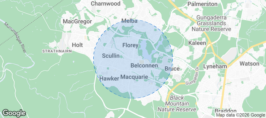 Belconnen Airbnb map